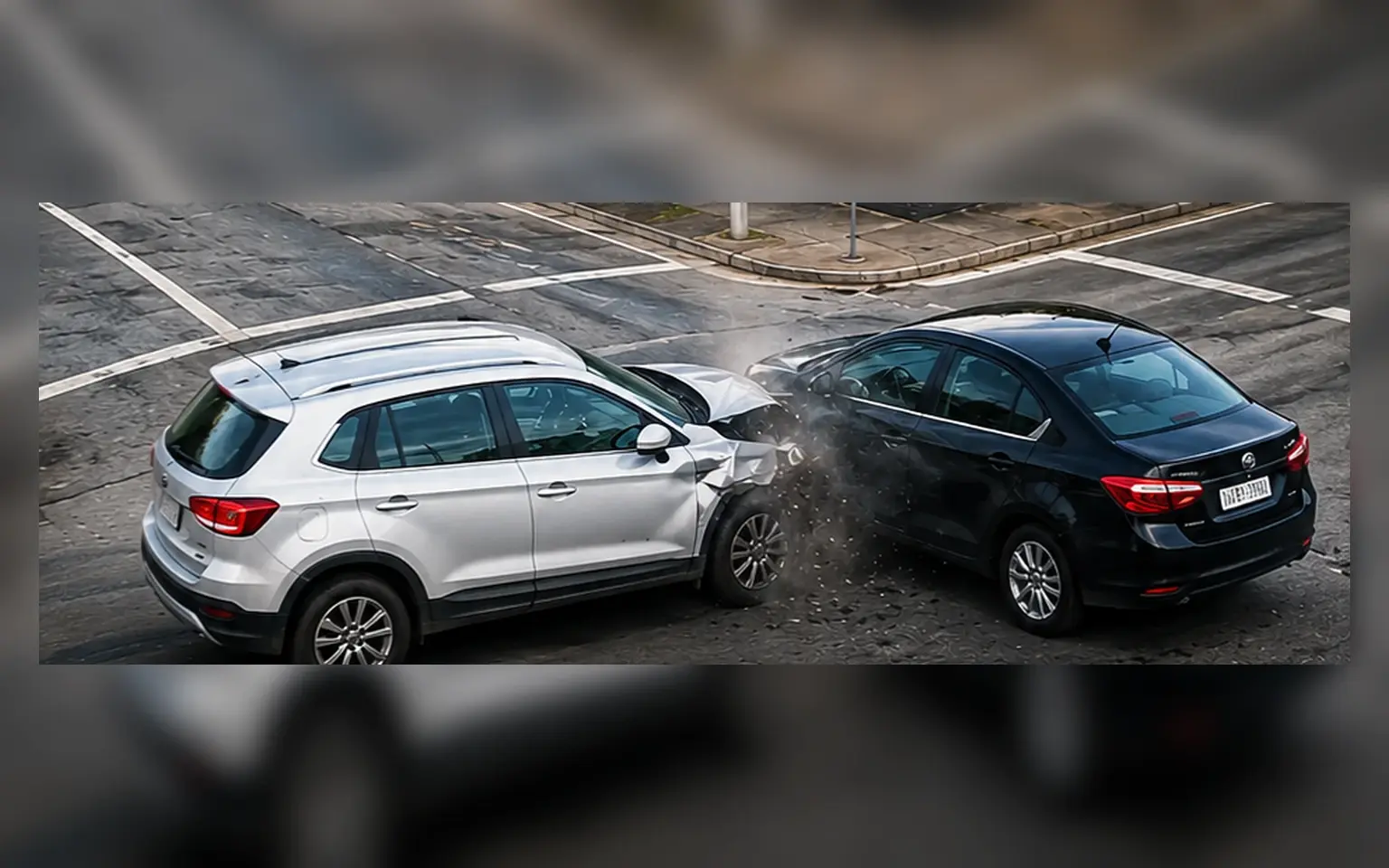 Dois carros envolvidos em colisão, representando proteção para franquia do seguro auto